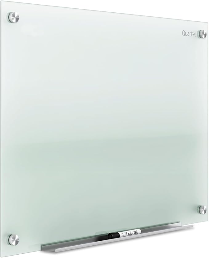 Quartet Whiteboard, Glass Dry Erase Board, Non-Magnetic, 36"W x 24"H, Infinity Frameless Mounting, Frosted Surface, Accessory Tray, and 1 Dry Erase Marker (G3624F)