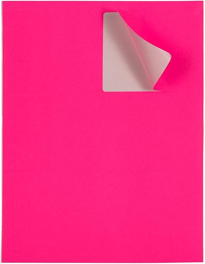 JAM PAPER Shipping Address Labels - Large - 3 1/3 x 4 - Neon Fluorescent Pink - 120/Pack