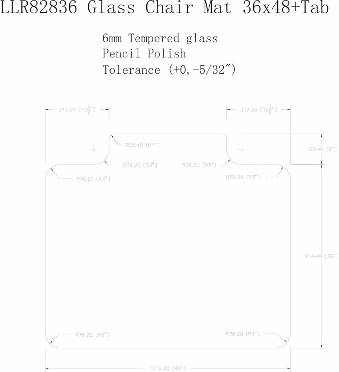 Lorell Tempered Glass Chairmat with Lip, 36" x 48", Clear, 1 Each