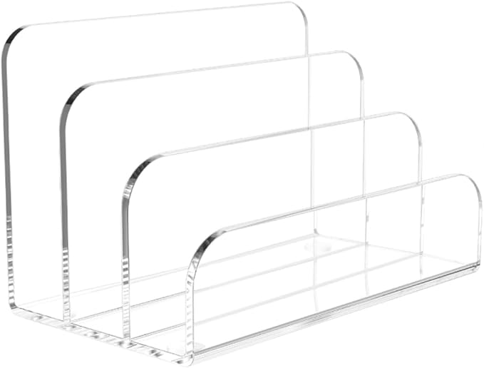 1Pcs Acrylic Mile Sorter for Desk, 3 Upright Compartments Desk Mail Organizer, Acrylic Mail File Organizer Sorters for Envelope Paper Document, Clear Files Sorter for Office Home, Vertical