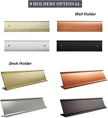 Personalized Office Name Plates and Door Signs Custom Office Desk or Door Name Plates with Aluminum Holder 2" x 8" 2" x 10"