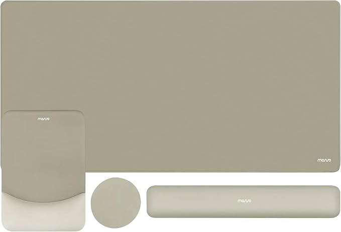 MOSISO Keyboard Mouse Pad Set, Large Gaming Mouse Pad&Rectangular Keyboard Wrist Rest&Mousepad with Wrist Rest&Coaster, Ergonomic Non-Slip&Easy Typing Pad with Curved Silicone Lining, Bronze Brown