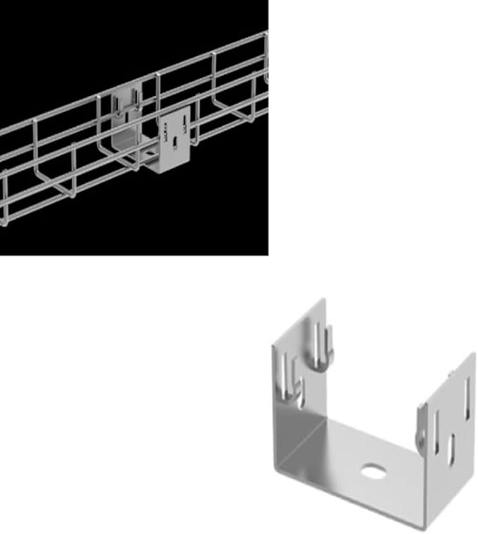 Kable Kontrol 2" Side Floor Bracket – Wire Mesh Cable Tray Support - Wire Mesh Tray Cable Management Rack Cable Basket, Zinc Plated Steel NEC Approved for Network, Fiber Optic, Cabling Accessory