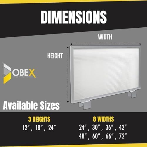 OBEX Screen Extender Polycarbonate Desk Privacy Panel & Divider for Office Cubicle, 12" x 48", Translucent