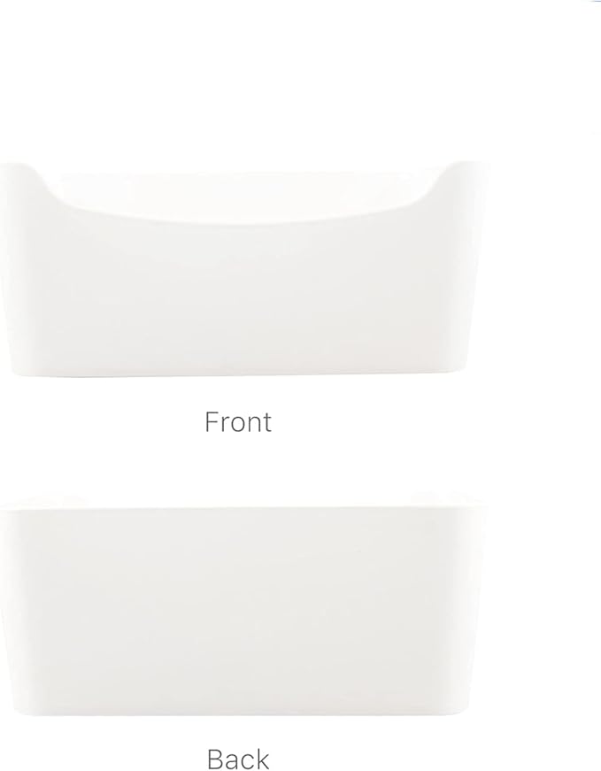 6 - Pack White Plastic Storage Bins for Shelves, Closet Kitchen Storage Containers for Pantry Bathroom Office Organization Baskets, Cabinet Organizing Containers, White Organizer Bins for Shelves