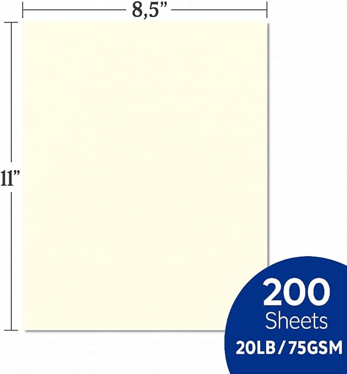 WritePads Veritas Colored Copy Paper, Cream Multi-Purpose paper,Colored Printer Paper 8.5” x 11”, 20 lb / 75 GSM, Cream,200 Sheet, Made in USA