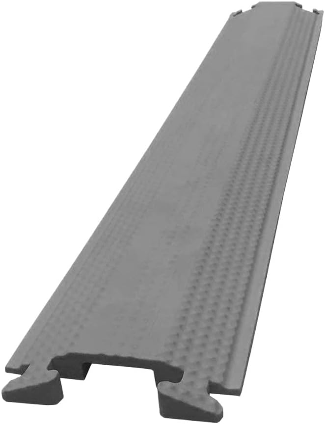 Kable Kontrol Drop Over Floor Cord Cover – 60” Inch Long 1 Channel Cable or Wire Protector – Rubber Ramp for Indoor and Outdoor Use – Gray