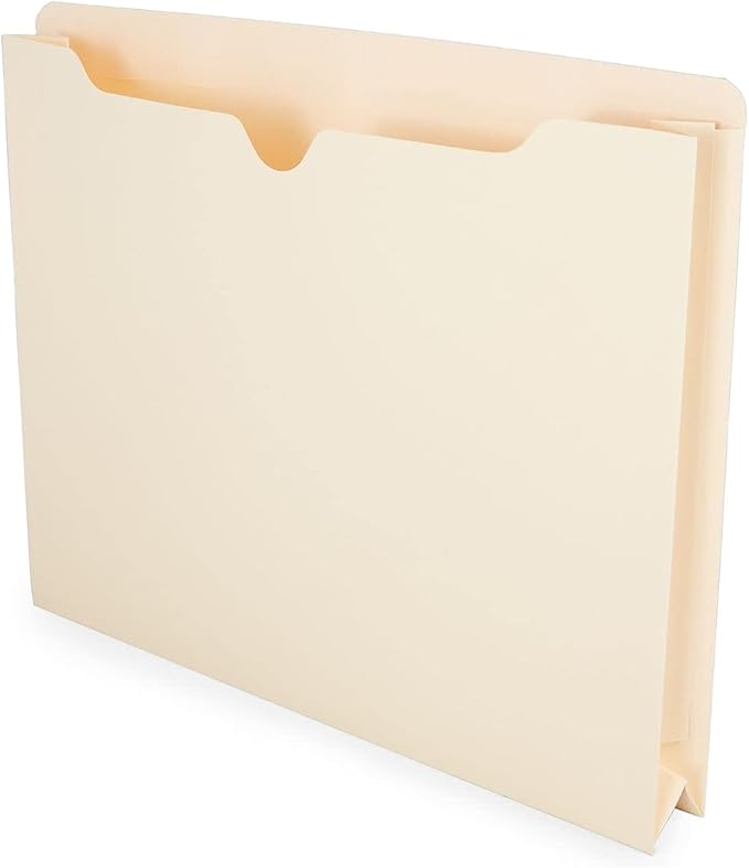 Staples Jacket File Folders, Letter Size, Manila, Expandable 2-Inch Sides, Bulk 50-Pack