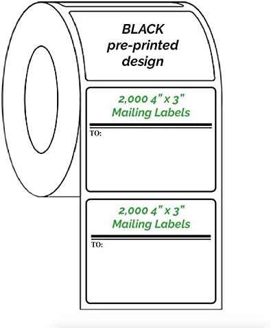 Mailing Labels, Custom Printed with Your Logo, Image or Text Imprinted 1-Color Business Shipping Stickers, 4” x 3” Rolls (2000)