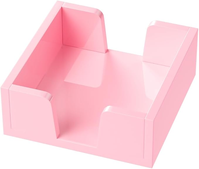WINFFOR Acrylic Notepad Holder Dispenser - 3x3 in Sticky Note Memo Holder for Desk Organizer (W/O Pads) Office Desk Accessories School Supplies, Lightpink