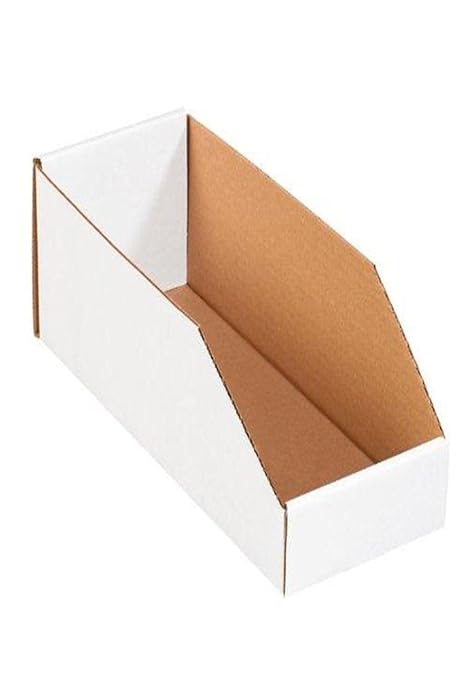 Box USA Storage Bins Medium 6"L x 15"W x 4 1/2"H 50-Pack - Corrugated Cardboard Box for Packing, Moving, and Storage