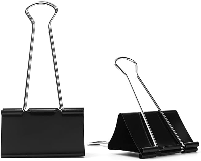 THREEBEGETSALL Extra Large Binder Clips 3 inch super big Binder Clips 6 Pack Big Metal Paper Clamps Black (3 Inch)