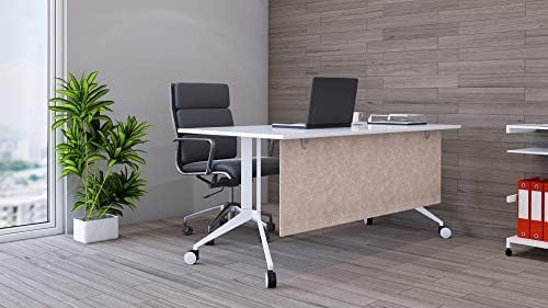 OBEX Modesty Desk PET Privacy Screen Acoustic Sound Absorbing Panel Ideal for Reception, Student Table or Office Cubicles Workstations, 18" x 42", Sand