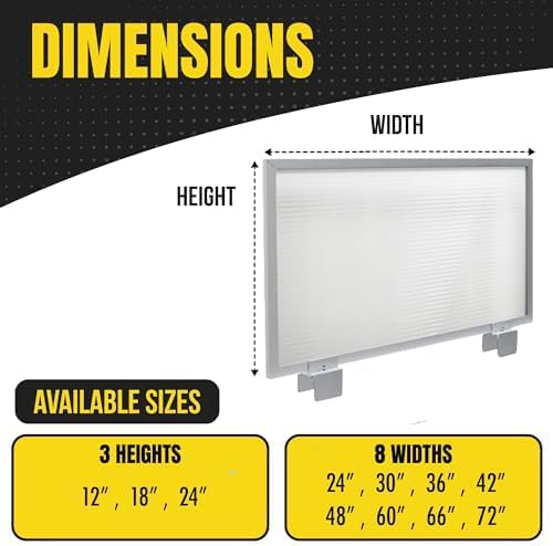OBEX Screen & Office Panel Extender Polycarbonate Desk Privacy Panel & Divider for Office Cubicle, 12" x 24", White