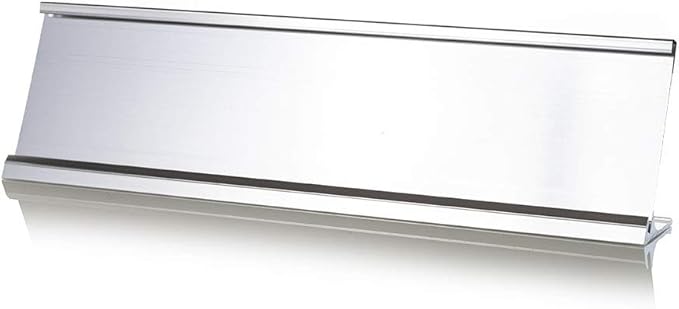 2" x 8" Aluminum Office Desk Nameplate Sign Holder (Silver) 1 Pack