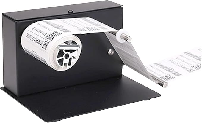 Automatic Label Rewinder 180mm/7.09" Two-Way Rewinding Label Roller Rewinding Machine Metal Labeling Equipment Synchronize Rewind with Printer for Warehouse ,Department Stores-7.9*6.9*5.5 in, Black