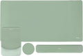 MOSISO Keyboard Mouse Pad Set, Large Gaming Mouse Pad&Rectangular Keyboard Wrist Rest&Mousepad with Wrist Rest&Coaster, Ergonomic Non-Slip&Easy Typing Pad with Curved Silicone Lining, Antique Green