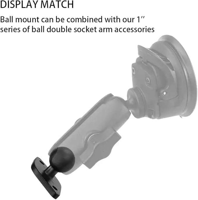 Strg 1'' Ball Mount with Aluminum Alloy Diamond Plate, Universal Electronic Device Mounting Ball Base with AMPS Holes Compatible with RAM 1" B Size Ball Double Socket Arms from Arkon, iBolt, Tackform