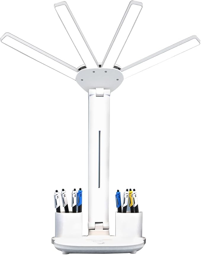 Led Desk Lamp Foldable Study Light Adjustable Table Lamp with Pen Holder, 3 Brightness Levels, USB Charging Port