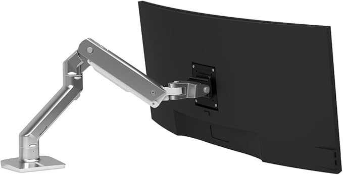 Ergotron – HX Premium Heavy Duty Monitor Arm, Single Monitor VESA Desk Mount – for Flat or Slight Curved Ultrawide Monitors Up to 49 inches, 20 to 42 lbs – Standard Pivot, Polished Aluminum