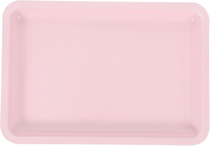 Stainless Steel Jewelry Storage Tray with Four Support Feet Stable and Spacious Trinket Plate Organizer for Nail Tools and Small Accessories Pink Decorative Catchall for Desktop