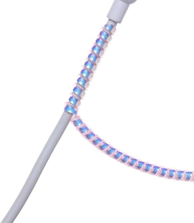 3Pcs Spiral Cable Protector, Chargers Cable Protector Data Cable Protect Sleeve, Headphone Cable Saver for Phone Earphone USB Data Cable Pet Chew 1.5m (4.92ft) (White)