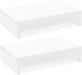 TEAMIX White Monitor Stand Riser - 2 Pack, Wood 2 Tier Adjustable Dual Monitor Riser for Laptop/PC Computer Stand for Desk