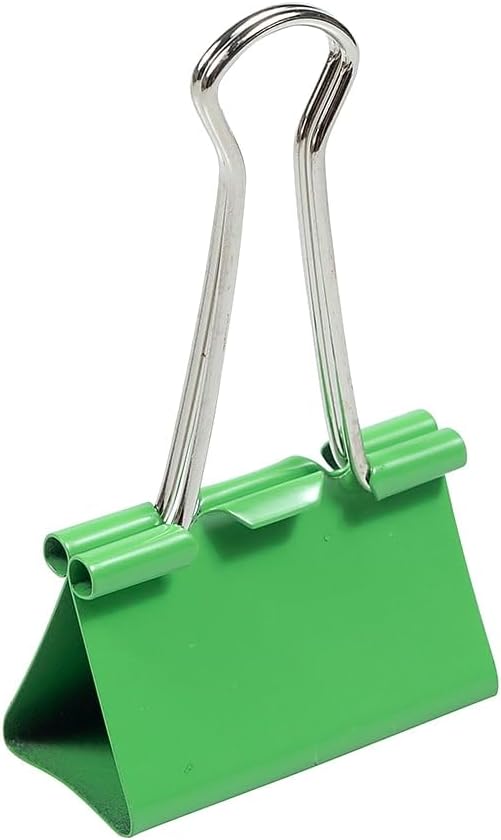 JAM PAPER Colorful Binder Clips - Large - 1 1/2 Inch (41 mm) - Green Binderclips - 12/Pack