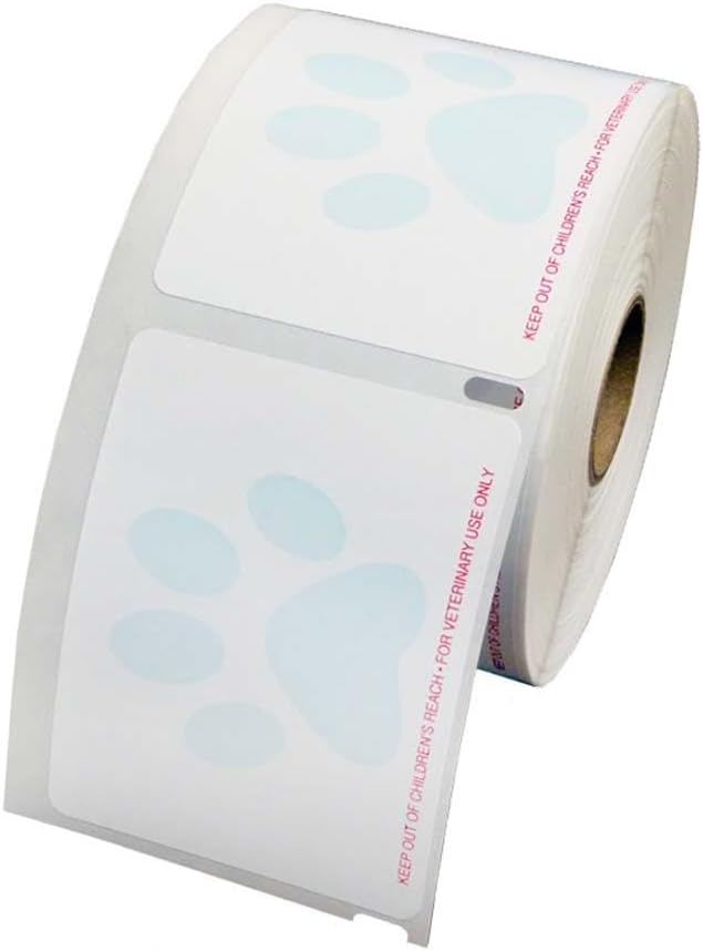 Veterinary Prescription Labels with Paw Print & Warning - LabelValue Brand - 2-⅛ x 2-¾ | Compatible with Dymo 450 LabelWriters and Earlier Models - “Keep Out of Children's Reach” - Warning, Caution
