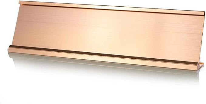 2" x 8" Aluminum Office Desk Nameplate Sign Holder (Rose Gold) 10 Pack