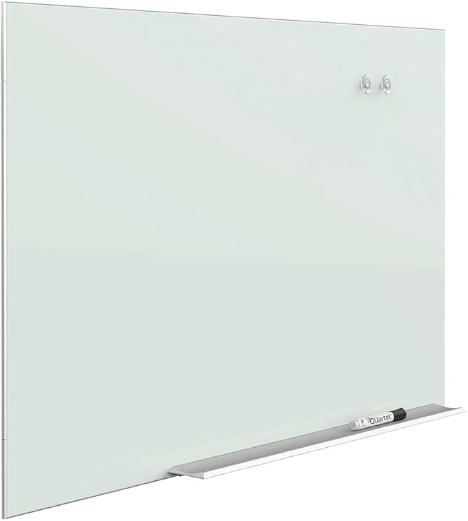 Quartet Glass Whiteboard, Magnetic Dry Erase White Board, 74" x 42", Wide Format, Aluminum Frame, Element (G7442E)