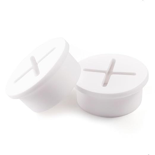 2 PCS Cable Grommet Made of Flexible Silicone 1 Inch Desk Grommets for Table and Other Furnitures Hole Cover Cord or Wire Pass Through White Color