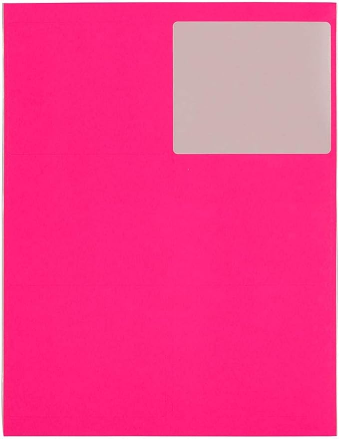 JAM PAPER Shipping Address Labels - Large - 3 1/3 x 4 - Neon Fluorescent Pink - 120/Pack
