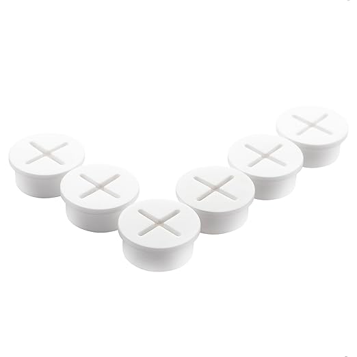 6 PCS Flexible Silicone Cable Cord Grommet 1 Inch White Grommets in Desk, Table, and Other Furnitures for Hole Cover, Cable Management, Wire Organizer, Cable Pass Through