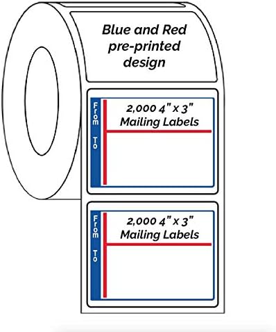 Mailing Stickers, Custom Printed with Your Logo, Image or Text Imprinted 1-Color Business Shipping, 4” x 3” Rolls (2000)
