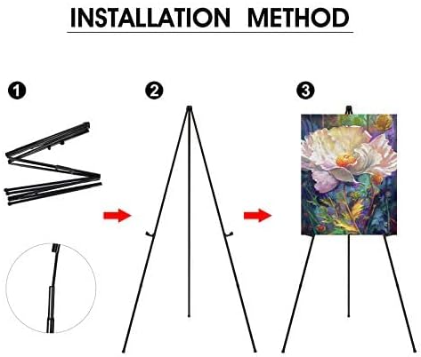 Portable Art Easel Stand 63 Inches - Black Picture Stands for Display w/Bag - Tabletop Art Easel Stand for Sign, Wedding Signs, Poster Stand, Painting Canvas Stand - Metal Tripod, Easels for Display