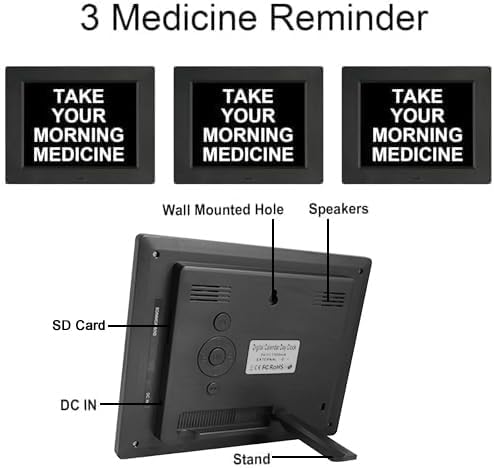 Digital Day Calendar Clock 5 Alarm Clock & 3 Medicine Reminders Extra Large 8 Inch Non-Abbreviated Day Date Month Dementia Senior Clocks for Eldarly Memory Loss Vision Impaired Clock