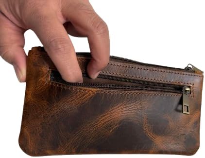 Vintage Leather Pencil Case Pouch, Pen Pouch for Work & University, for Men,Women/Leather Pencil Cases for Adults Perfect for Office/Tool Pouch Zipper Bag, Small Tool Bag