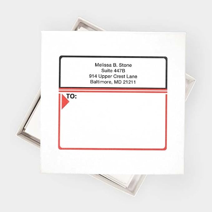 Personalized Red and Black Shipping Labels / 3.5 x 4 inches/Set of 48 Labels