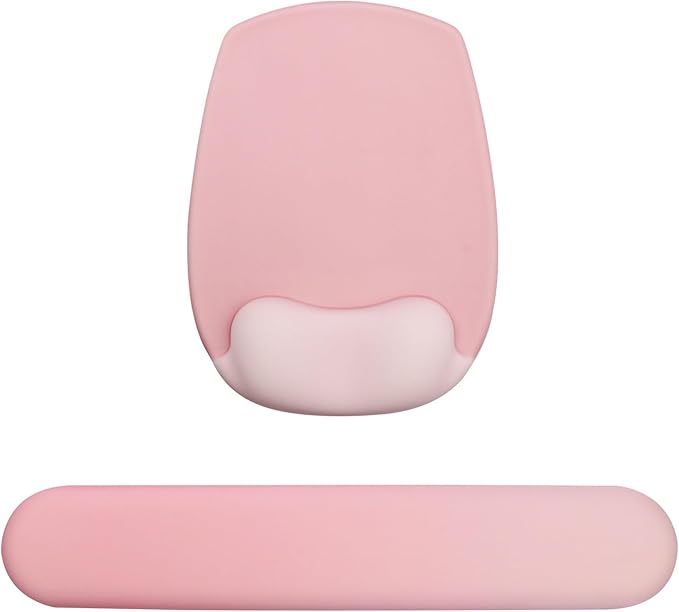 Wrist Rest Support for Mouse Pad and Keyboard Set, Ergonomic Gel Computer Keyboard Wrist Rest with Memory Foam for Long Hours of Work, Gaming, Studying-Relieve Wrist Pain (Pink)