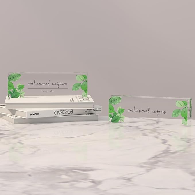 Personalized Custom Name Plates on Acrylic Glass, Office Desk Decor, Personalized Office Gift