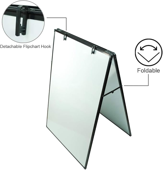 JILoffice Dry Erase Board, Magnetic White Board 36 X 24 Inch, Double Sided Whiteboard Easel, Black Aluminum Frame with Two Flipchart Hooks for Office Home and School