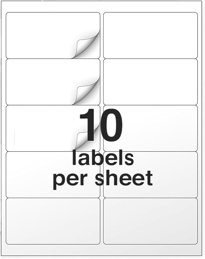 PAPRMA 2" x 4" Shipping Address Labels for Laser Inkjet Printer, Mailing Label White for Package or Envelope, Printable Label Sheet 5163 8163 (50 Sheets 500 Labels)