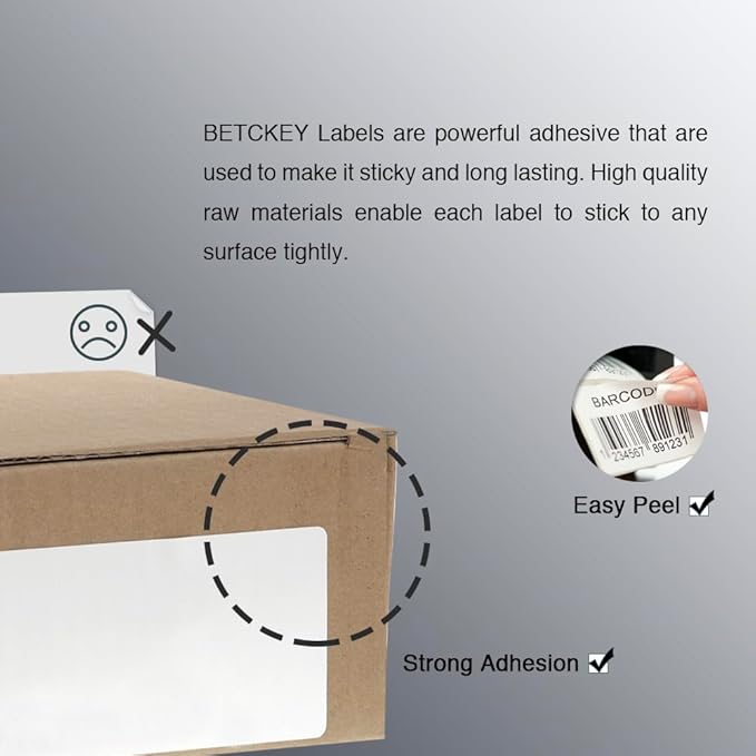 BETCKEY - 4" x 2" (102 mm x 51 mm) Barcode Shipping & Multipurpose Labels Compatible with Zebra & Rollo Label Printer,Premium Adhesive & Perforated [20 Rolls, 15000 Labels]