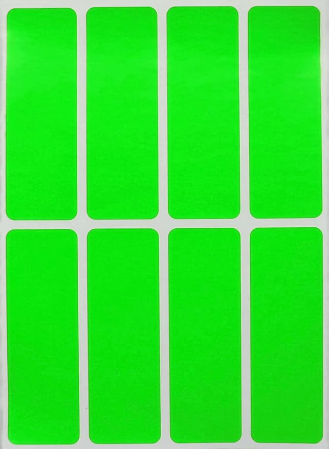 Rectangular Sticker Labels 3x1 inch (75mm x 25mm) Neon Green Labeling Sticker Sheets 864 - Pack by Royal Green