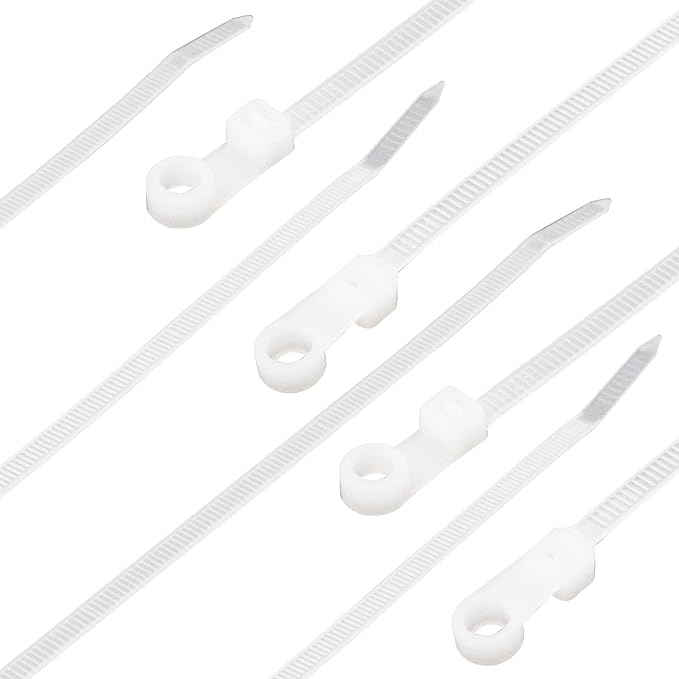 Zip Ties with Screw Hole 8 inch, 150 Pcs Mountable head Cable Tie Multipurpose Heavy Duty Nylon Zip Tie for Indoor and Outdoor (8 inch -White)