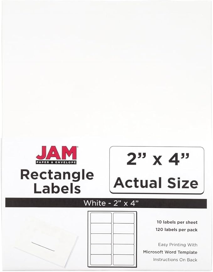 JAM PAPER Shipping Address Labels - Standard Mailing - 2 x 4 - White - 120/Pack