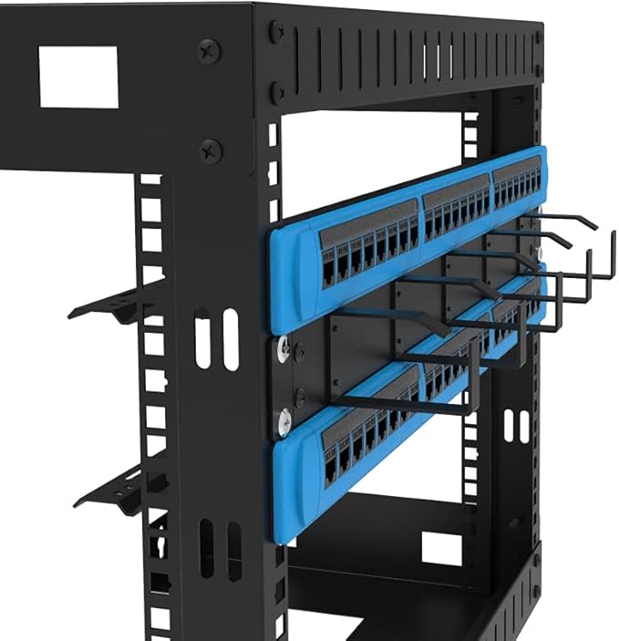 Jingchengmei 19-Inch 1U Metal Horizontal Rackmount Cable Manager with 5 D-Rings (1UCM5R440, Black)