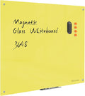 Magnetic Glass Dry Erase Board - White Board 48 x 36 Inch Wall Mounted Glass Whiteboard, Large Frameless Glass White Board for Wall Office, Home & School, Yellow