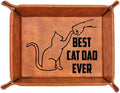 Cat Gifts for Men - PU Leather Storage Gift for Fathers Day, Unique Birthday Gift for Dad from Son Daughter, Funny Cat Dad Gifts Desk Organizer, Cat Lovers Valet Tray Desk Decor Accessories